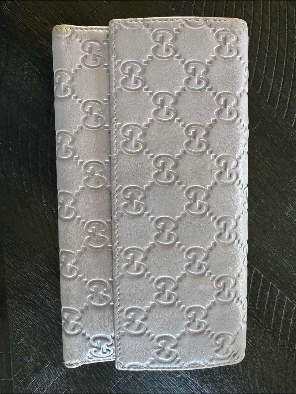 Gucci Guccissima Silver Embossed Leather Continental Wallet